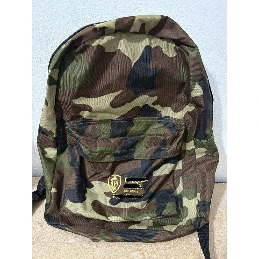 Army Camouflage Multicolor Zip Backpack, Adjustable Straps
